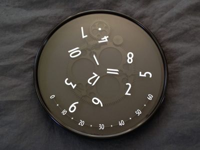 The completed clock (white numbers version).