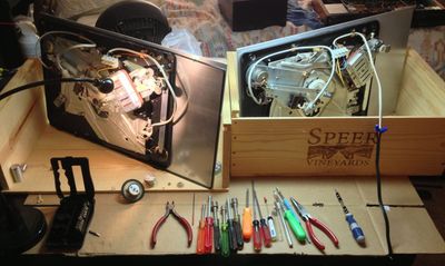 Swapping idler wheels between the two turntables for noise reduction.