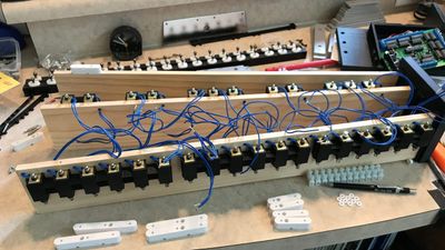 Mounting the solenoids and routing their wires.