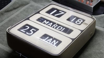 A Solari Dator 5 perpetual calendar flip clock.