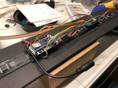The new breadboard in place of the old one on the back of the display panel, with much tidier wires.
