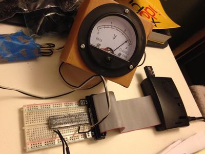 The whole thing will be run by Python scripts on a Raspberry Pi. Here, a proof-of-concept of driving a voltmeter using PWM directly from the Pi.