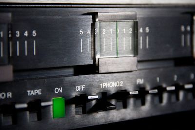 Closeup of the sliders and switches.