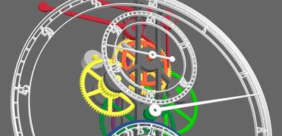 A 3D-printed grasshopper escapement in progress.